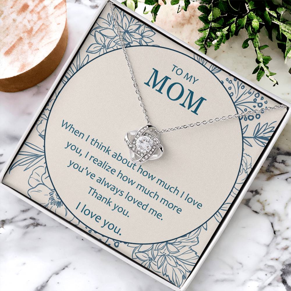 Mother And Daughter Necklace, To My Mom Love Knot Necklace From Daughter, Thank You Necklace Gift For Mom, Mother On Birthday Gift Anniversary Wedding Day Necklace For Mom, Daughter To Mom Pendant Love Knot Necklace 6323