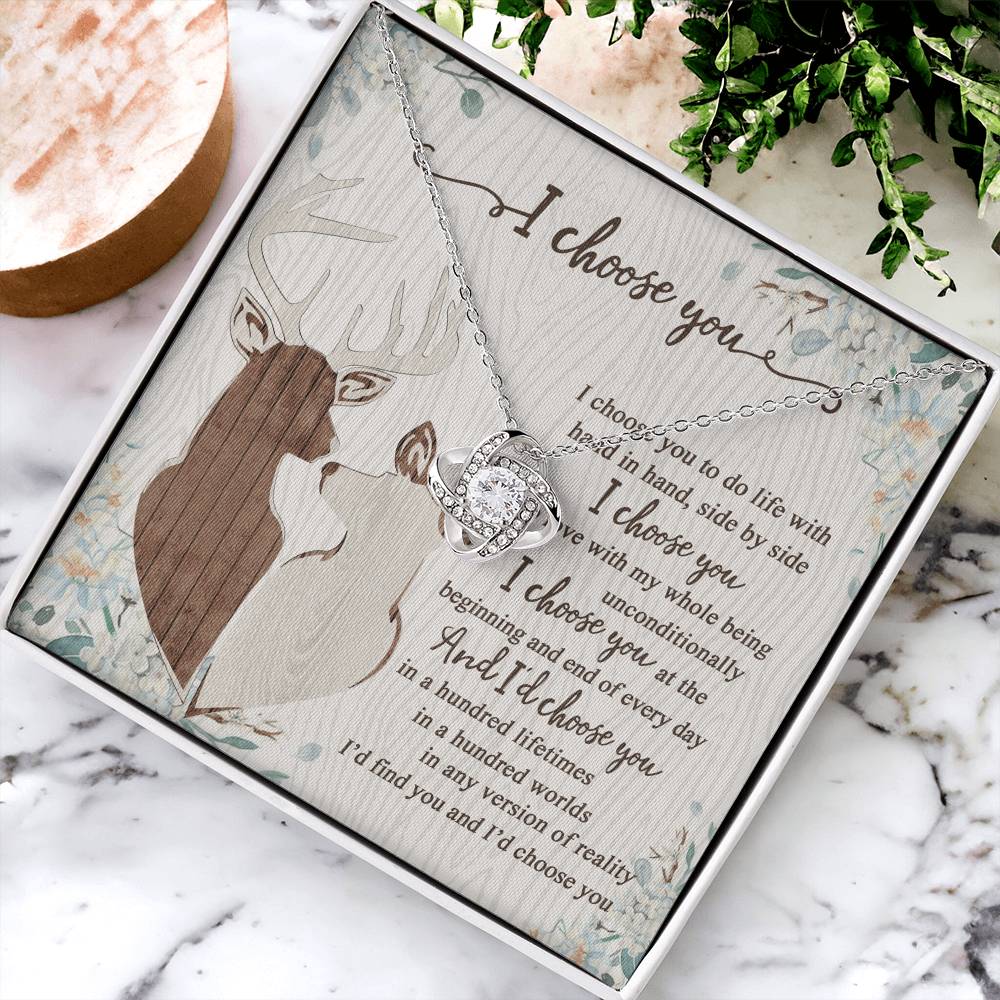 To My Smokin' Hot Doe Necklace From Husband, Boyfriend, I Choose You Hunting Love Knot Necklace Smokin' Hot Gift for Her Romantic, Girlfriend Gift Necklace Soulmate Gift Necklace With Message