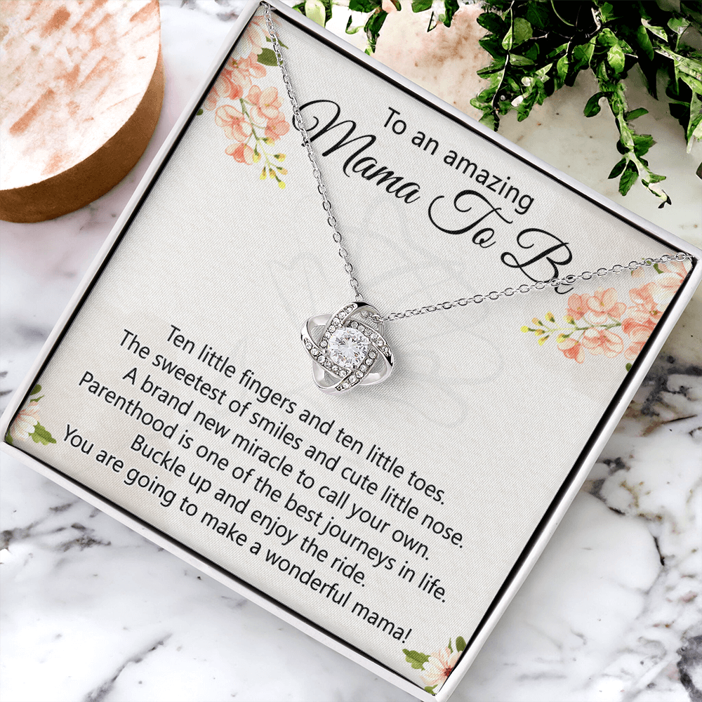 To An Amazing Mama To Be Necklace, New Mom Necklace, Mama To Be Love Knot Necklace Gift for New Mommy, Mother's Day Necklace Gift for New Mom New Mother Gift Necklace Pregnancy Gift for Mama Mommy