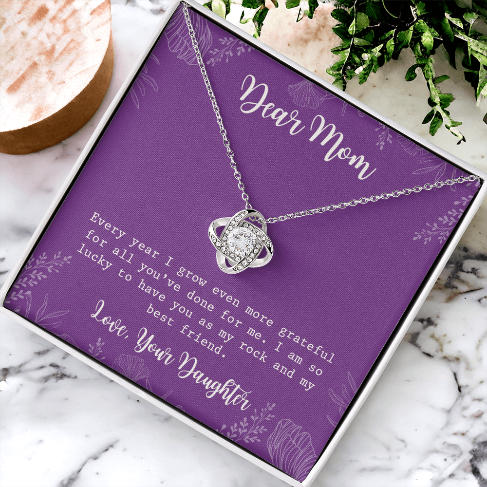 To My Mom Necklace From Daughter, My Best Friend Gift Necklace For Mom On Mothers Day, Birthday Gift Anniversary, Love Knot Pendant Gift For Her, Jewelry For Mom, Dear Mom Gifts Necklace