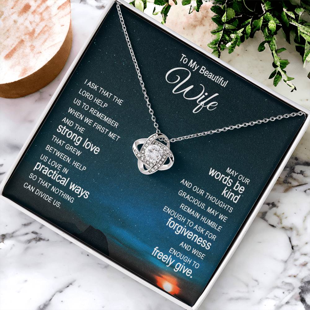 Beautiful Wife Gift Necklace, To My Wife Necklace From Husband, Wife Love Knot Necklace From Husband, Jewelry Gift For Women Badass Wife Gift Necklace, Soulmate Gift Necklace, Strong Love Pendant
