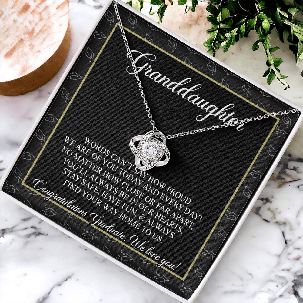 Congratulations Necklace Gift for Granddaughter, Class of 2024 Senior Necklace Gift For Her, Congrats Graduation Pendants Gift For Granddaughter On Phd Graduation Gifts High School Gift Graduating Love Knot Necklace 6323