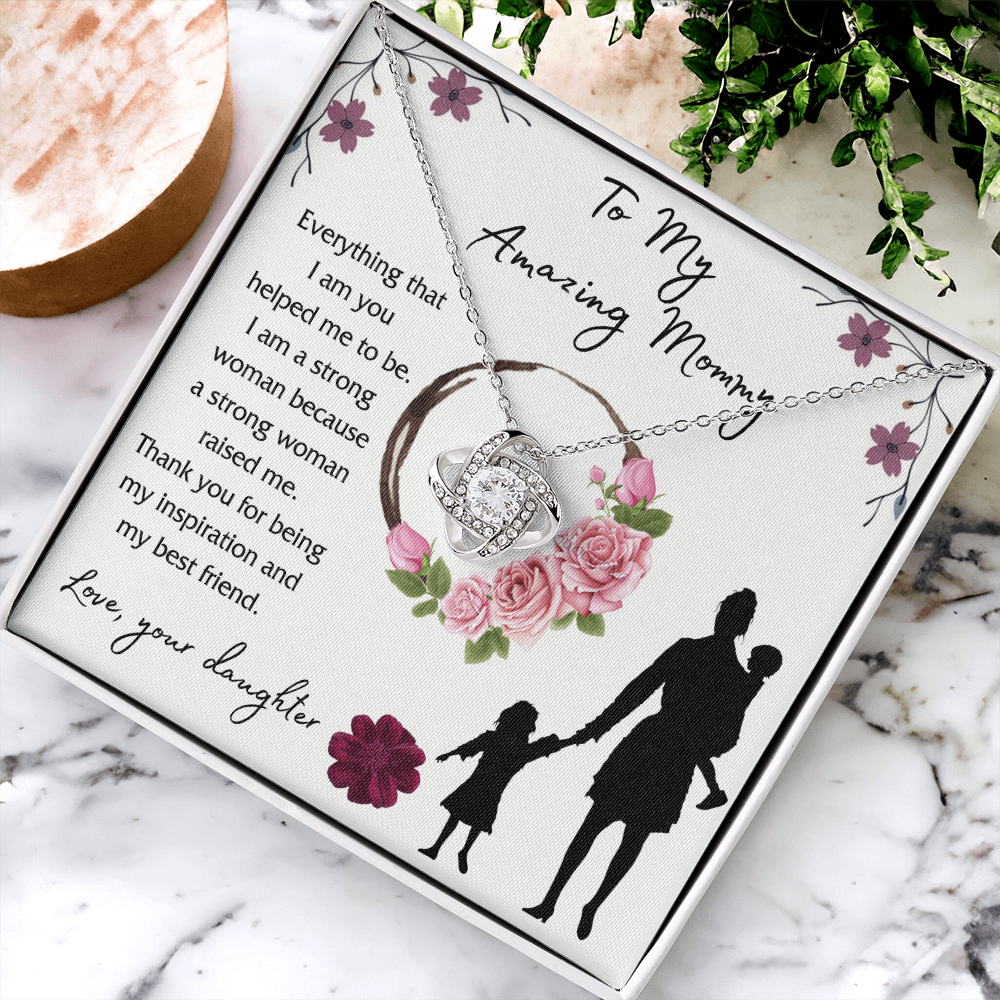 Mom And Daughter Gift Necklace, To My Amazing Mom Necklace From Daughter, Necklace Gift For Mom On Birthday Gift Anniversary Mother's Day Necklace Gift Mom Love Knot Necklace Jewelry Gift For Women