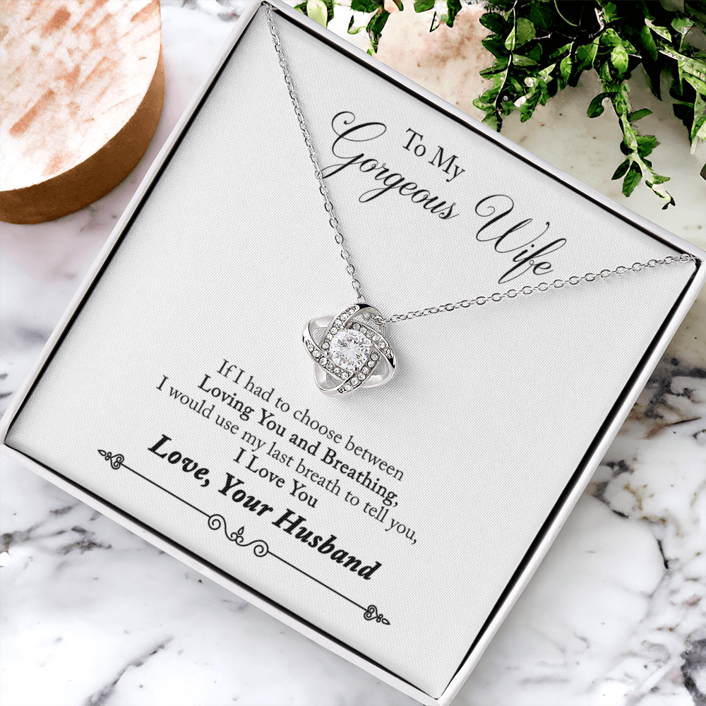 Gorgeous Wife Necklace, To My Gorgeous Wife Necklace From Husband Wife Love Knot Necklace Jewelry Gift For Women Badass Wife Gift Necklace Gorgeous Wife Gift Necklace Soulmate Gift Love Knot Pendant