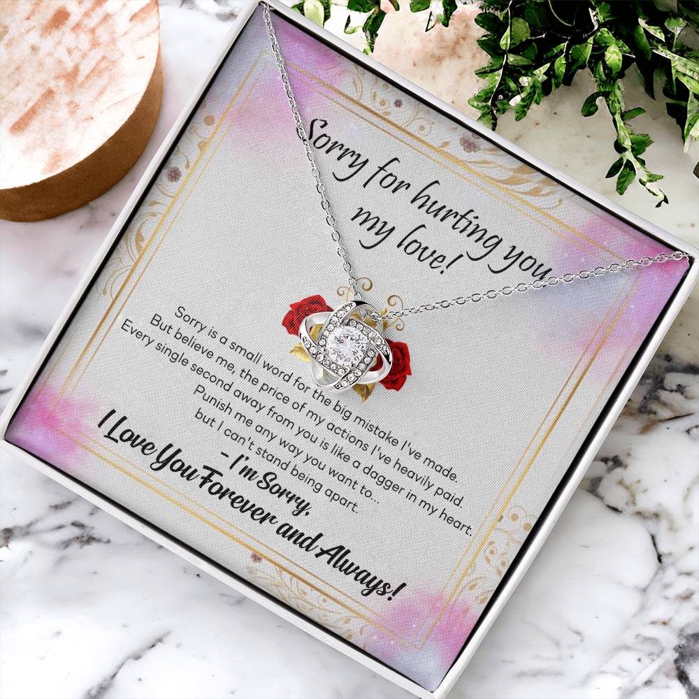 To My Girlfriend Necklace From Boyfriend, Husband, Sorry For Hurting You, My Love Knot Necklace With Message Card, I'm Sorry Gift Necklace For Soulmate, Wife On Valentine Day Gift For Wife, Soulmate