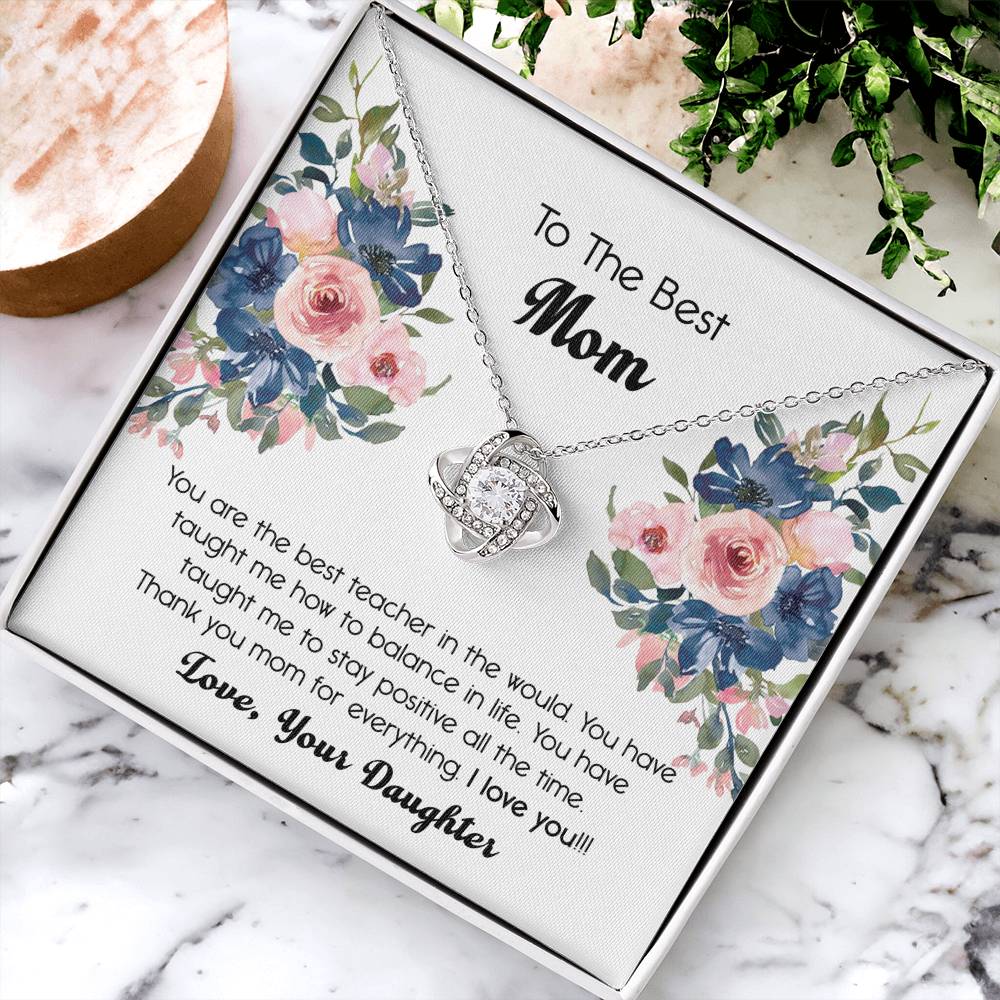 Thank You For Mom Necklace, To The Best Mom Love Knot Necklace Gift From Daughter And Mother Love Knot Pendant Gift For Mom Bonus Mom Gift Necklace, Teacher Mom Necklace, Jewelry Gift For Women