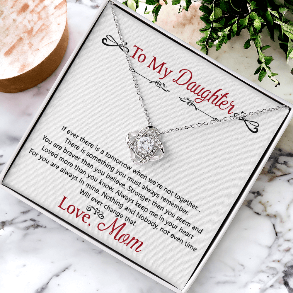 To My Daughter Love Knot Necklace Gift From Mom, Daughter Gift Necklace, Mother To Daughter Pendant Gift, Little Girl Necklace Love Knot Jewelry Gift For Girls, Mother Love Daughter Necklace