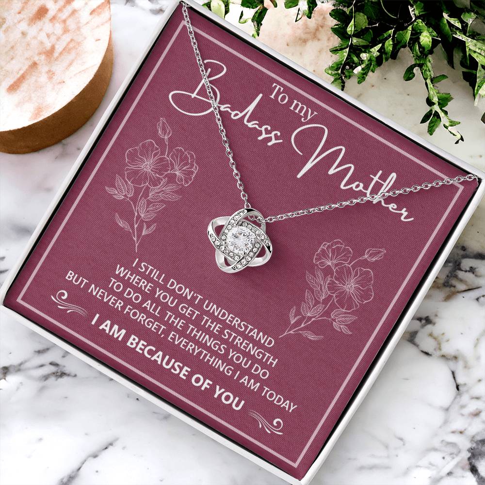 Badass Mother Necklace, To My Badass Mother Love Knot Necklace, Badass Mom Gift Necklace, Badass Mother Necklace Gift From Daughter, Mother's Day Necklace Gift For Mom, Jewelry Gift For Women Badass Love Knot Necklace 6323