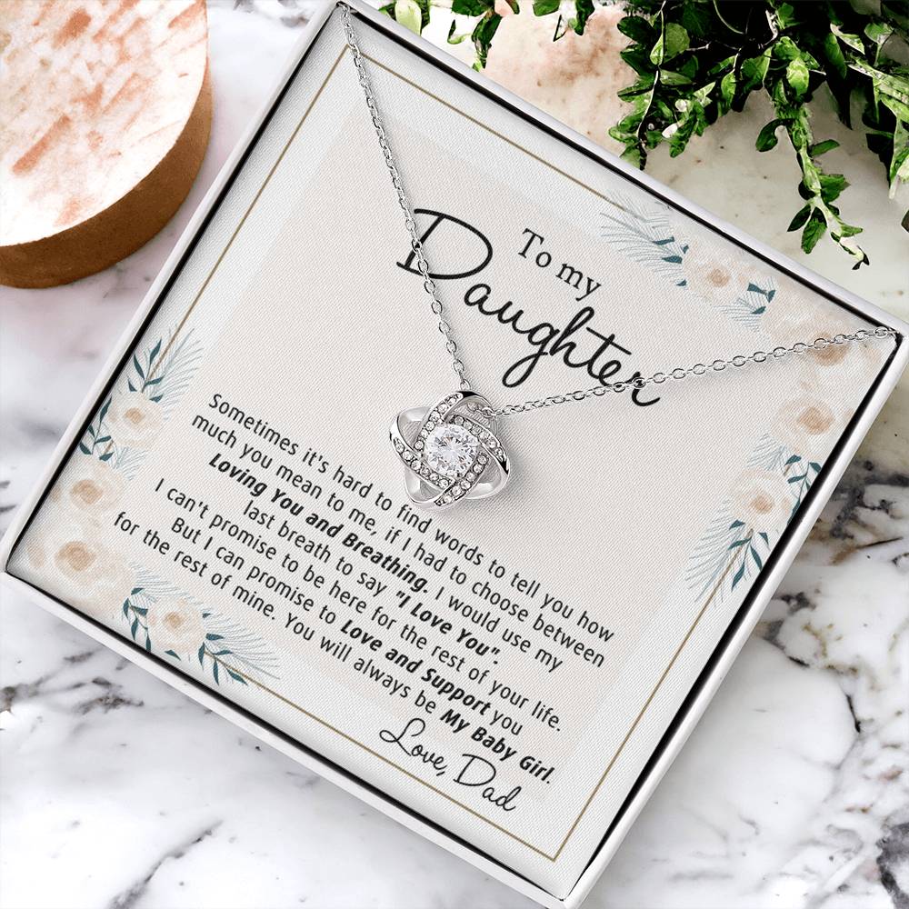 To My Daughter Gift Necklace From Dad with Message Card and Gift Box for Daughter Gift Necklace, Father And Daughter Gift Jewelry For Girls, Little Girl Necklace Loving You And Breathing Jewelry
