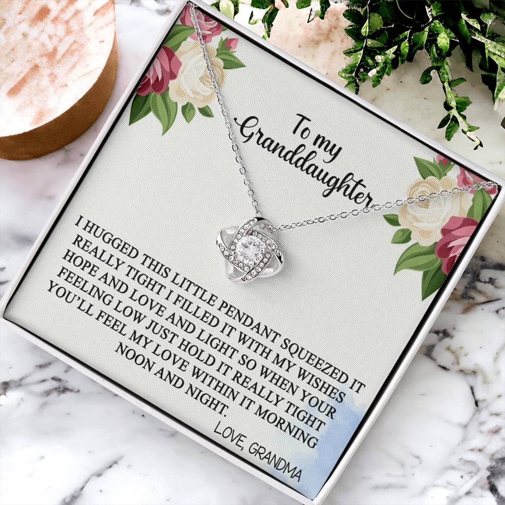 Love Knot Necklace Granddaughter Gifts From Grandma Grandpa - Granddaughter Necklace Card Message Gifts With Message Card and Gift Box On Graduation Gift Birthday Gift Christmas Inspirational Quotes