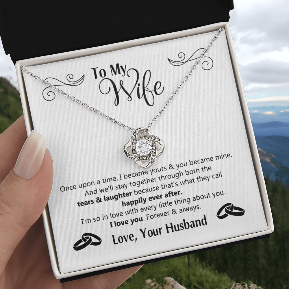 To My Wife Necklace Gift From Husband, Love Your Husband Love Knot Necklace Gift For Wife Soulmate Gift Necklace Girlfriend Husband To Wife Love Knot Pendant Jewelry Gift For Women, Woman Necklace