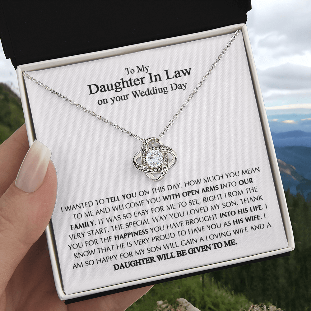 To My Daughter-In-Law On Your Wedding Necklace From Mother In Law, Daughter In Law Gift On Wedding Day, Future Daughter In Law, Bride Gift From Mother In Law - Jewelry Gift For Girls, Little Girls