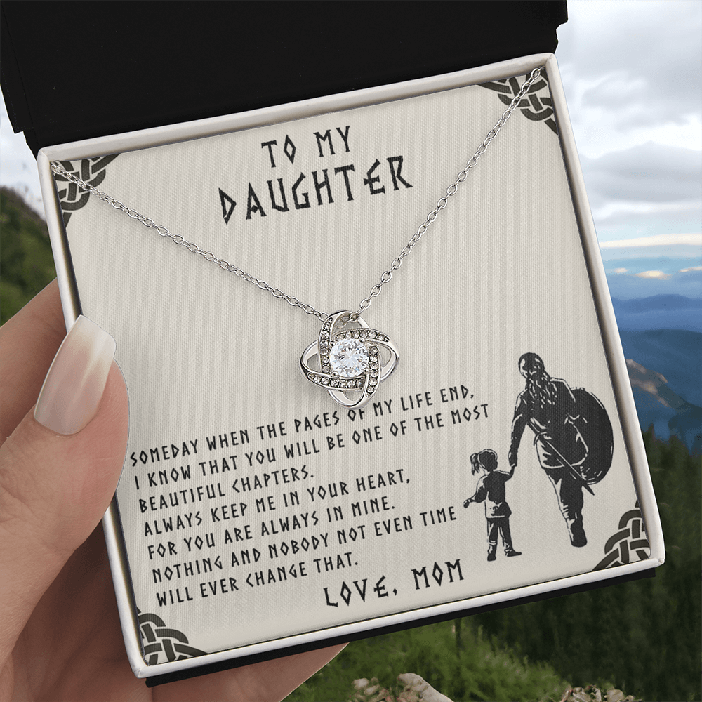 Mother Daughter Gift Necklace, Mother To Daughter Gifts From Mom, Necklace For Her, Viking To My Daughter Necklace From Mom On Graduation Gift, Birthday Christmas For Badass Daughter Beautiful Girl