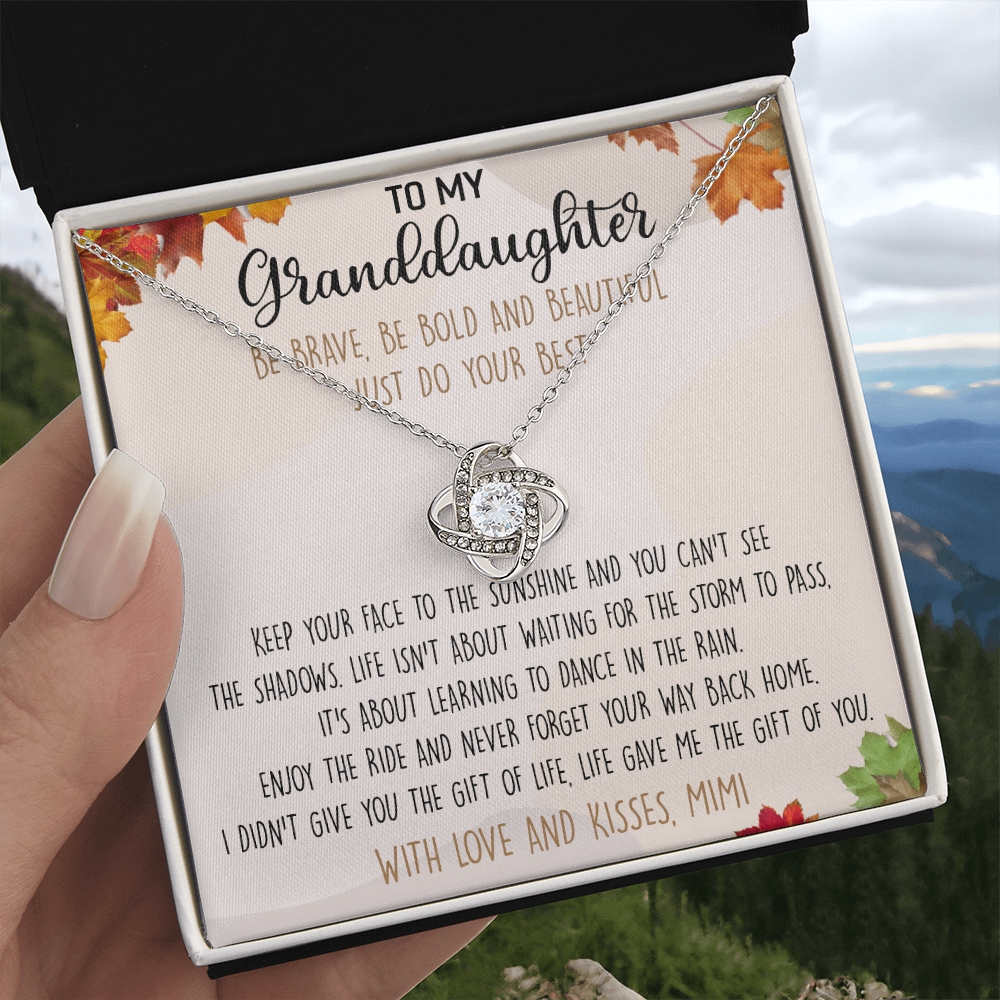 Love Knot Necklace For Granddauhter - To My Granddaughter Necklace From Grandma, Granddaughter Gift Necklace Mimi To Granddaughter Be Brave, Be Bold And Beautiful Necklace With Love And Kisses
