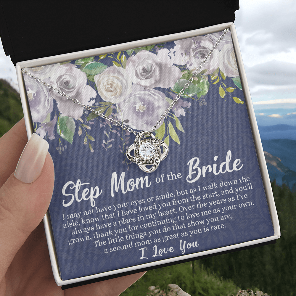 Mom Of The Bride Gift Necklace, To My Step Mom Love Knot Necklace From Daughter, Step Mom Gift Necklace - Second Mom Gift Necklace, Jewelry Gift For Women, Daughter To Step Mom Of The Bride Necklace