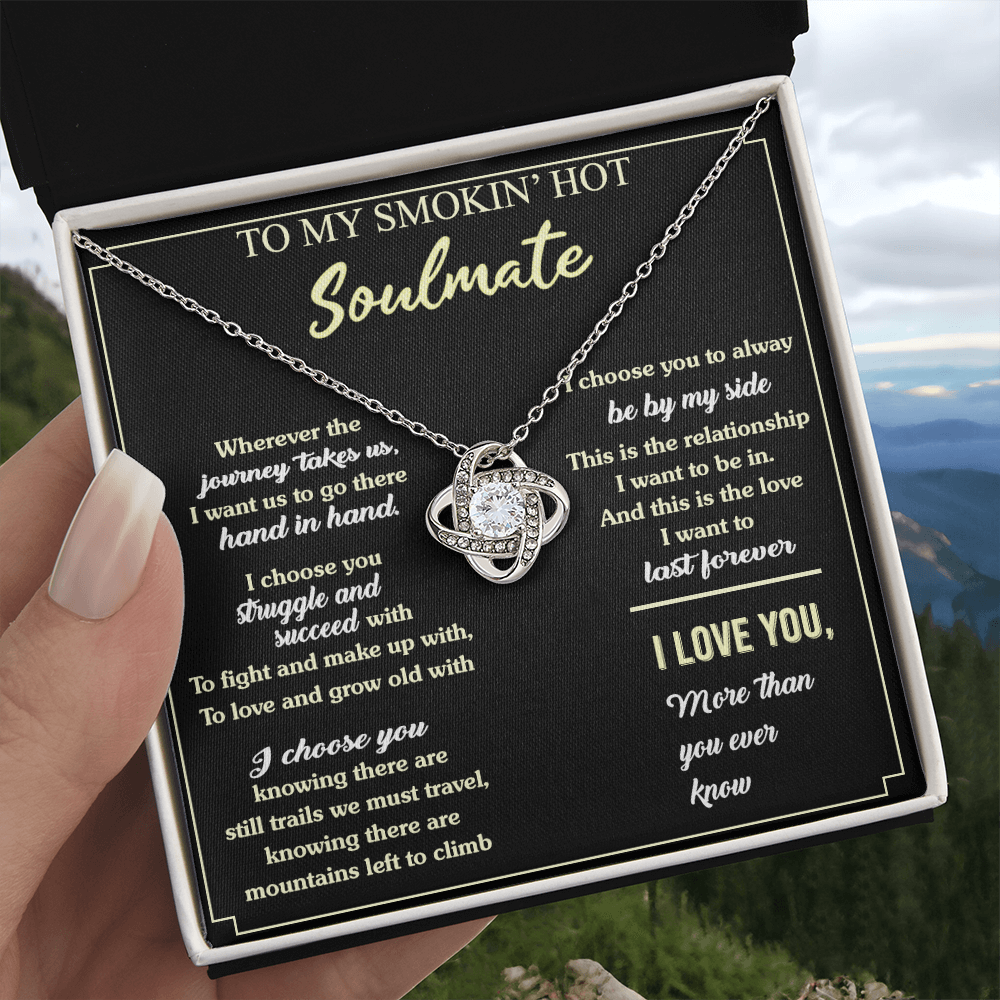 To My Smokin' Hot Soulmate Necklace, Luxury Jewelry For Wife, Gifts Neckalce For Soulmate, Wife From Husband, Smokin' Hot Soulmate Styles Jewelry Gift For Women, Love Knot Necklace For Her