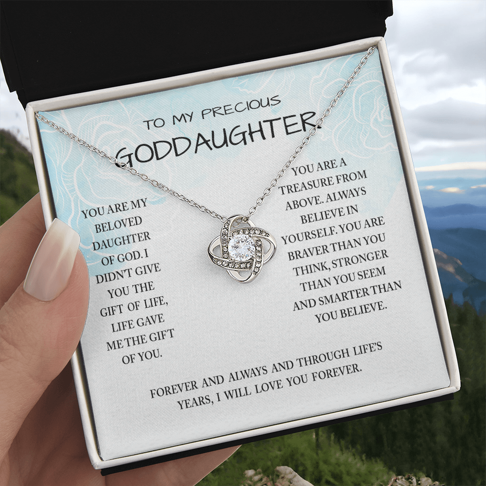 To My Preccious Goddaughter Necklace From Grandma And Grandpa, To Goddaughter Love Knot Necklace, Gift Necklace To Goddaughter, You Are My Beloved Daughter Of God Necklace Gift For Girls, Daughter