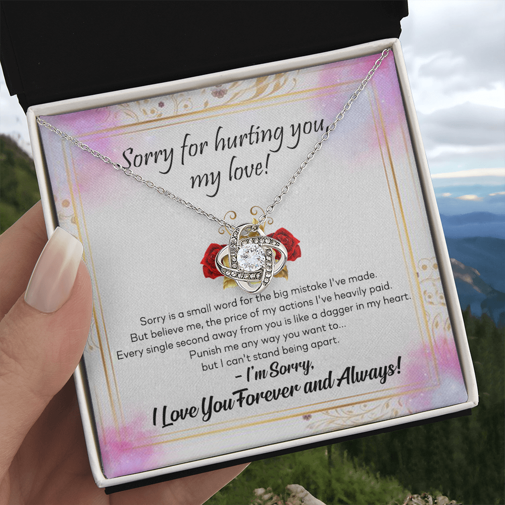 To My Girlfriend Necklace From Boyfriend, Husband, Sorry For Hurting You, My Love Knot Necklace With Message Card, I'm Sorry Gift Necklace For Soulmate, Wife On Valentine Day Gift For Wife, Soulmate