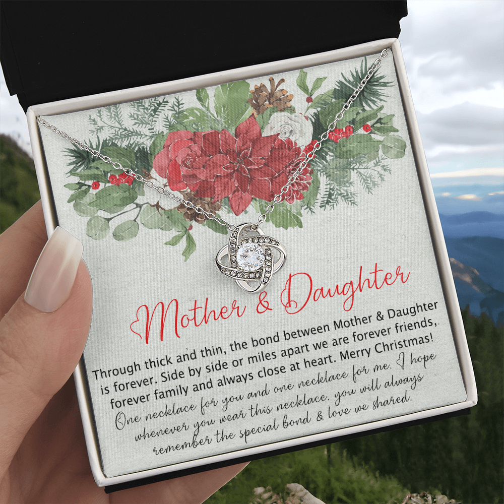 Mother And Daughter Gift Necklace, To My Mom Love Knot Necklace Gift From Daughter, Merry Christmas Necklace Gift For Mom, Mother To Daughter Gift Necklace, Jewelry Gift For Women, Mother Daughter