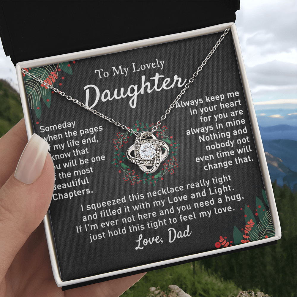 To My Beautiful Daughter Love Knot Necklace, Gift For From Mom, Necklace Daughters Necklaces Mom With Jewelry Women Mother A Necklaces Beautiful Daughter, Mother And Daughter Necklace Gift For Girl