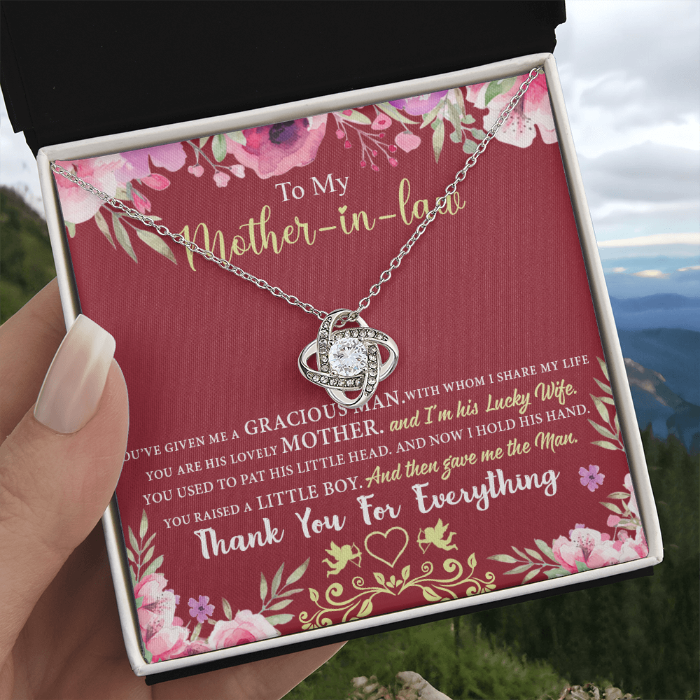 Gift For Mother In Law Necklace, To My Mother In Law Gift Necklace, Mom Love Knot Necklace, Gift To Mother In Law Necklace For Beautiful Mom Jewelry, Mother In Law Beautiful Mom Jewelry For Women