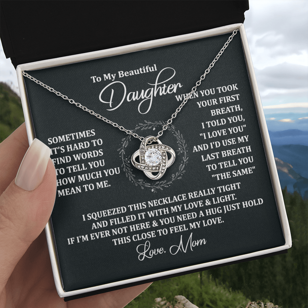 To My Beautiful Daughter Necklace Gift From Mom To Daughter, The Love Knot Necklace, Graduation Gift, Birthday Gift, Mothers Day Jewelry Birthday Gift For Daughter, Mother And Daughter Gift Jewelry