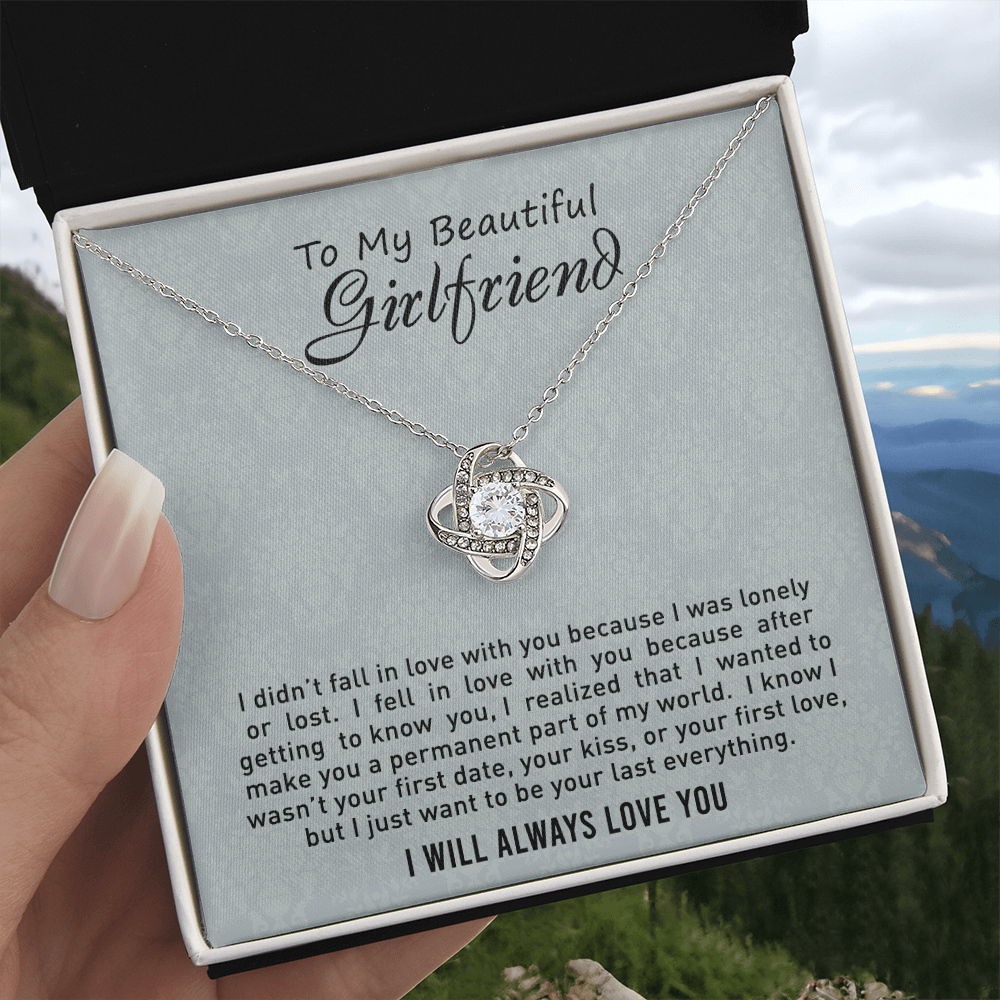 To My Beautiful Girlfriend Love Knot Necklace From Boyfriend, Husband, Girlfriend Gift Necklace - Love Knot Pendant Gift For Beautiful Girlfriend, Soulmate Gift Necklace To Girlfriend From Boyfriend