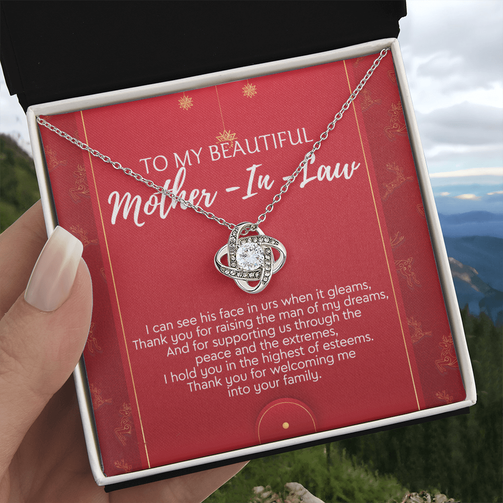 To My Beautiful Mother In Law Necklace, Gift Love Knot Necklace To My Beautiful Mother-in-law From Daughter Son To Mom Mother In Law Pendant Christmas Necklace Gift For Mother In Law Gift Necklace