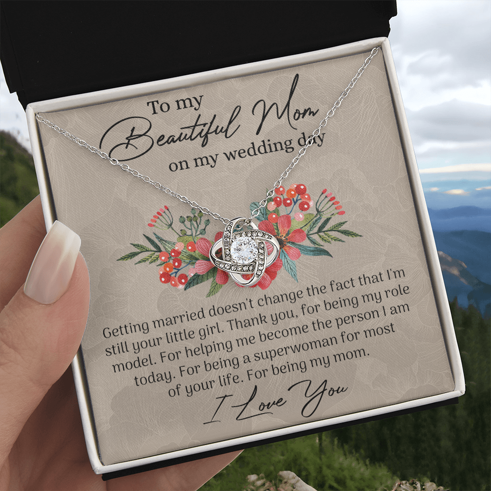 To My Beautiful Mom Necklace, Mom Wedding Gift Necklace from Bride, To My Beautiful Mom On My Wedding Day Necklace Mother of the Bride Gift Necklace Wedding Gift Necklace for Mom, Bride to Mom Gift