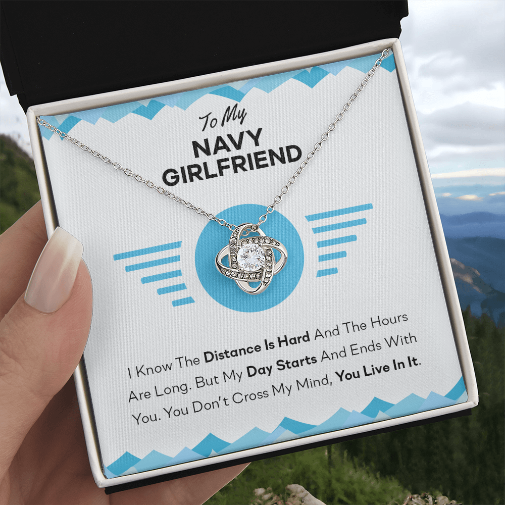 To My Navy Girlfriend Gifts for Navy Girlfriend's Birthday Present Anniversary From Boyfriend, Husband, Girlfriend Gift Necklace - Jewelry Gift For Girls, Love Knot Pendant Gift For Girlfriend Soulmate