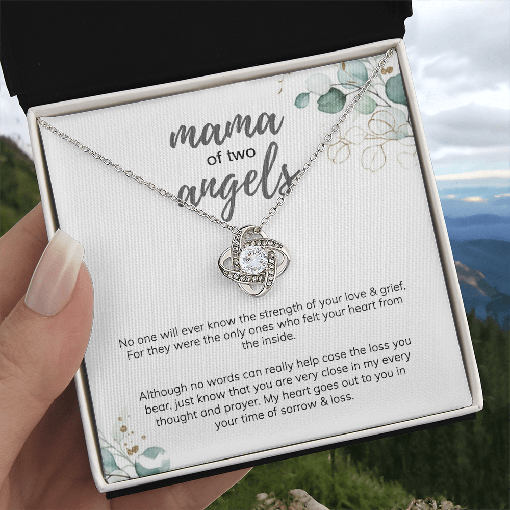Mama Love Knot Necklace, Mama Of Two Angels Necklace From Daughter, Love And Grief Necklace Gift For Mom, Mother's Day Necklace Gift For Mom, Jewelry Gift For Mom From Daughter Gift Necklace To Mom