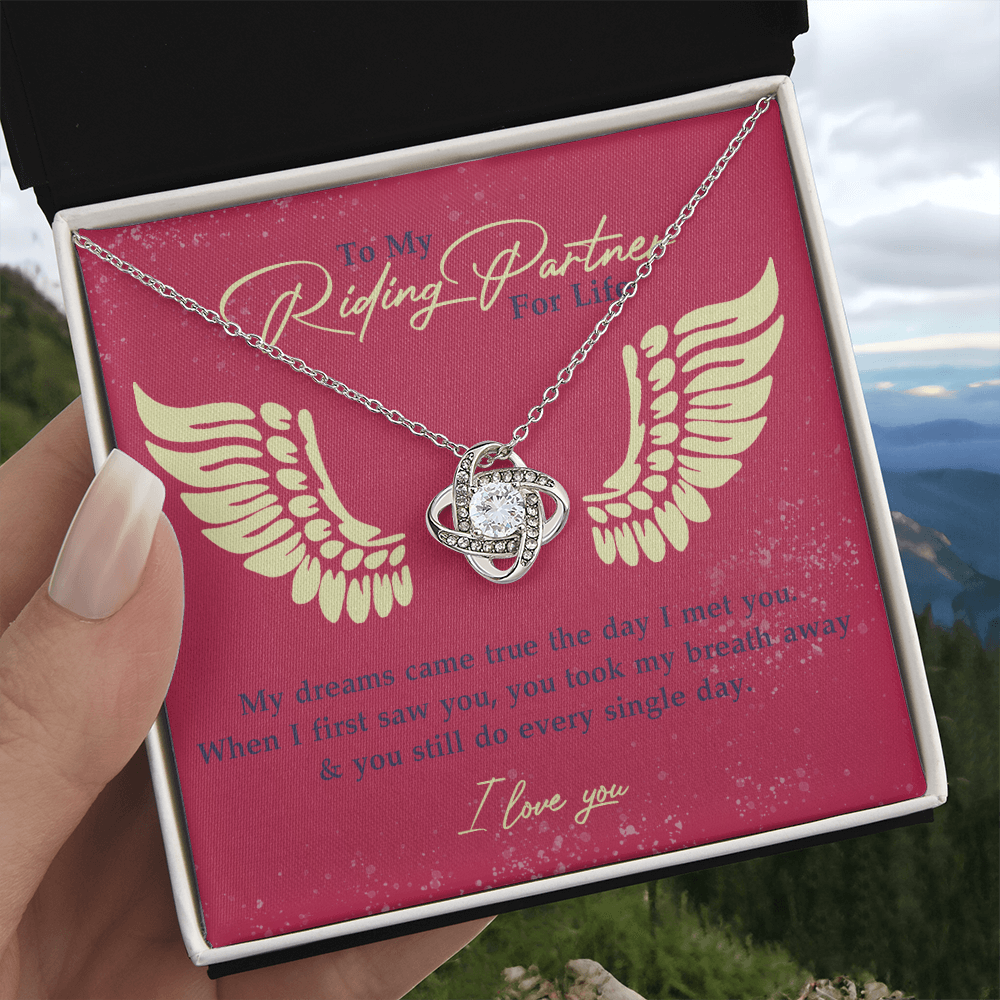 To My Riding Partner for Life Necklace From Husband, Boyfriend, Biker Wife Motorcycle Love Knot Necklace, Jewelry For Women Gift Necklace for Her Romantic Girlfriend Gift Necklace Message Card