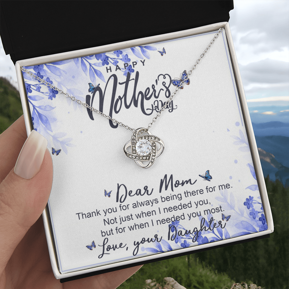 Happy Mother Day Necklace Gift For Mom, Dear Mom Necklace From Daughter, To My Mom Love Knot Necklace Gift On Mothers Day, Anniversary, Christmas Birthday Gifts, Jewelry Gift For Mom, Women