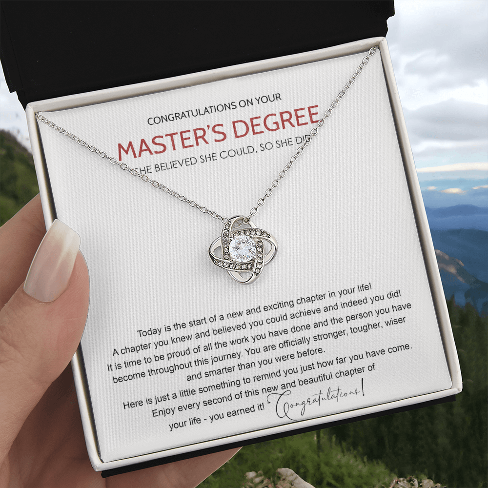 Master's Degree Gift Necklace, Graduation Gift Necklace For Masters Student, Graduation Class Of 2026 Love Knot Necklace, Congrats Graduation Pendants Gift For Daughter, Granddaughter, Niece
