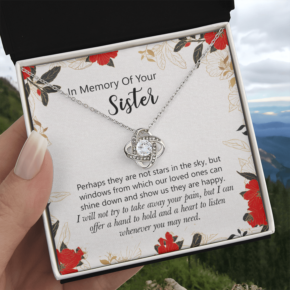 In Memory Of Your Sister Love Knot Necklace Gift For Sister, Sympathy Loss Of Sister Necklace, Memorial Gift Pendant For Loss Of Sister, Sympathy Gift Loss Of A Sister, Jewelry Gift for Women