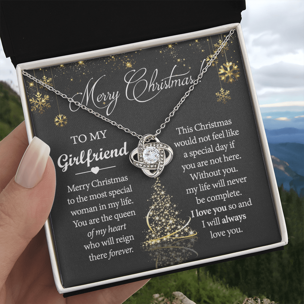 Merry Christmas Necklace For Girlfriend, To My Girlfriend Gift Love Knot Necklace From Boyfriend, Husband, Girlfriend Gift Necklace - Love Knot Pendant Gift For Girlfriend, Soulmate Gift Necklace