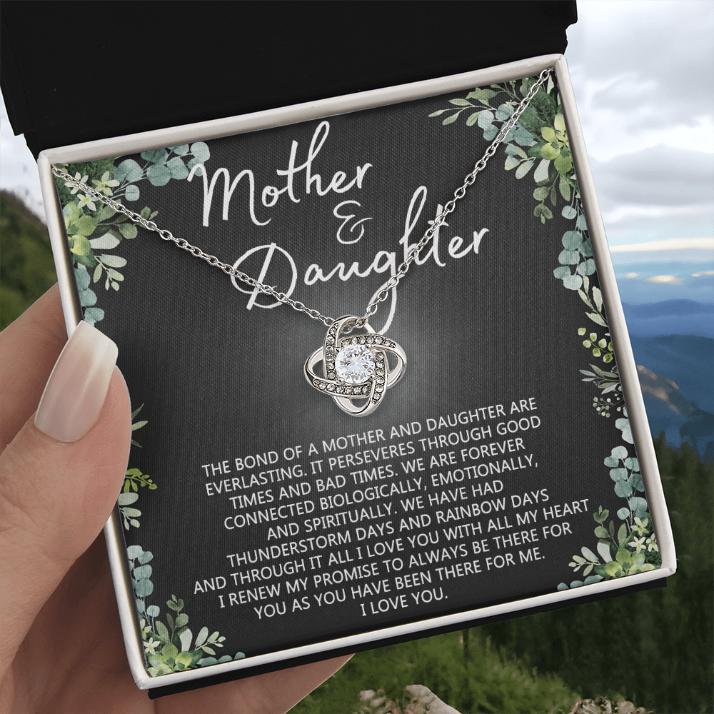 Mother And Daughter Necklace, Mothers day Necklace Gift For Mother, To My Mother Love Knot Necklace Gift From Daughter To Mom Jewelry Gift For Women Bonus Mom Boyfriend's Mom Gift Necklace