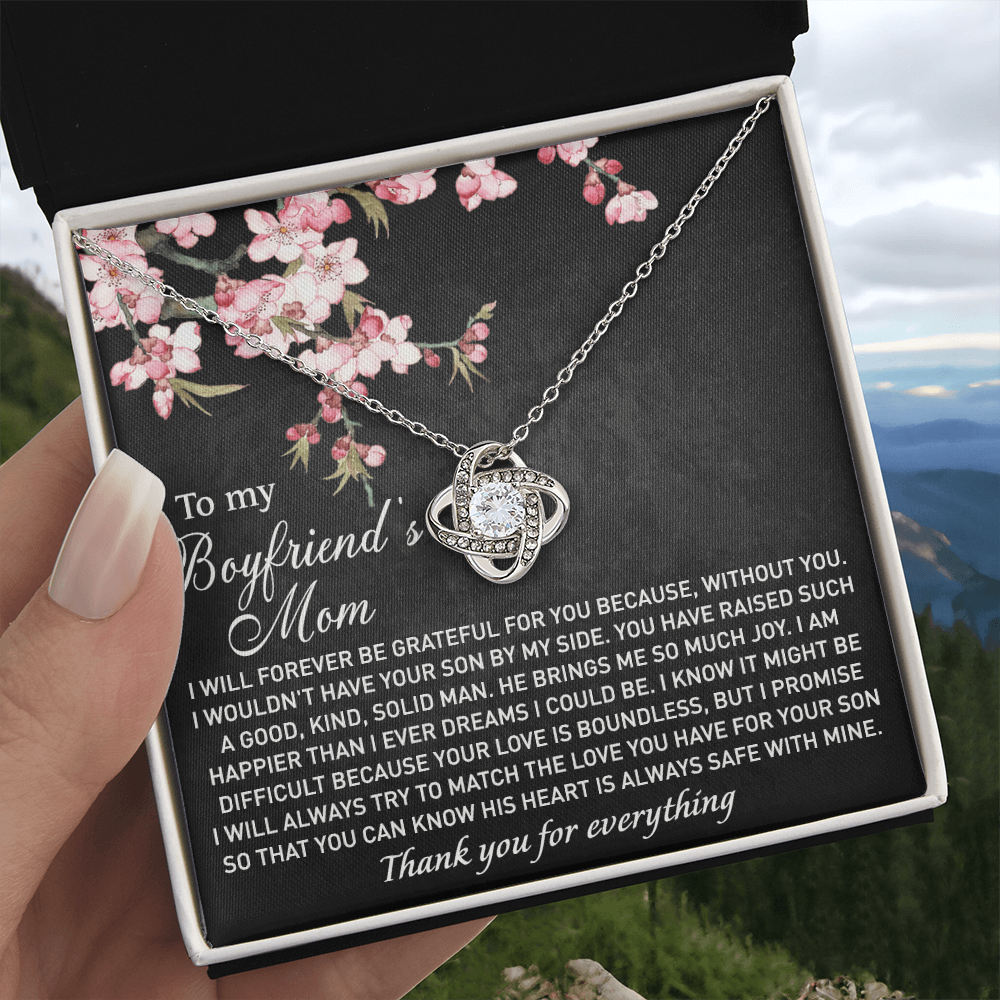To My Boyfriend's Mom Necklace From Girlfriend, Gifts Necklace For Boyfriends Mom, Boyfriends Mom Love Knot Necklace Gift On Birthday Gift, Mothers Day, Christmas Anniversary, Jewelry For Women