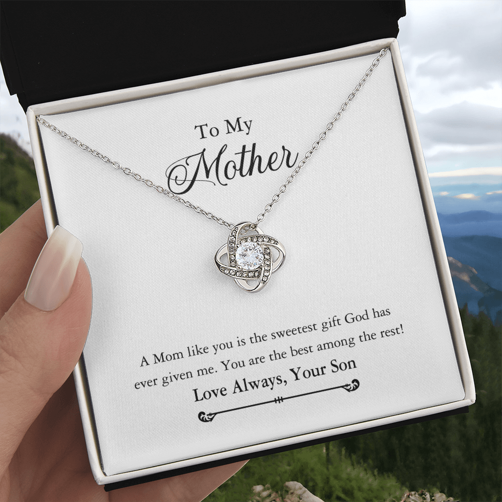 To My Mother Necklace Gift From Son, Happy Mother's Day Love Knot Pendant For Mom Necklace Gift Love Always Your Son For Mom, Mother Gift Necklace To Son, Mamato Be Gift Necklace From Son