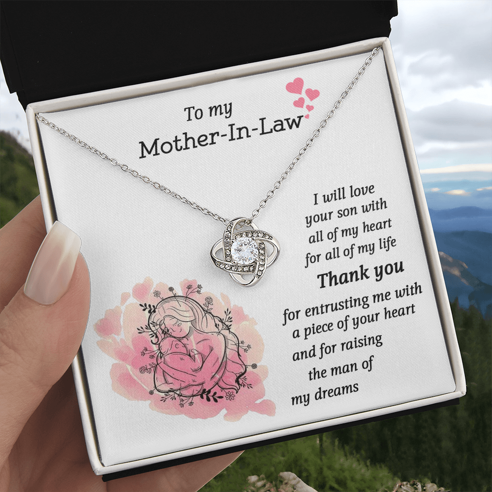 To My Mother-In-Law Love Knot Necklace From Son, I Will Love Your Son With All My Hear