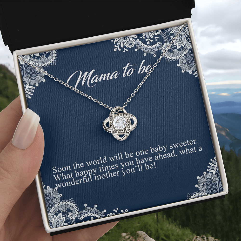 Mama To Me Gift Necklace, To My Mom Love Knot Necklace Gift For Mom From Daughter, Soon The World Mom Jewelry Gift For Women, Mother, Womenderful Mother Gift Necklace For Mama To be Pendant Gift