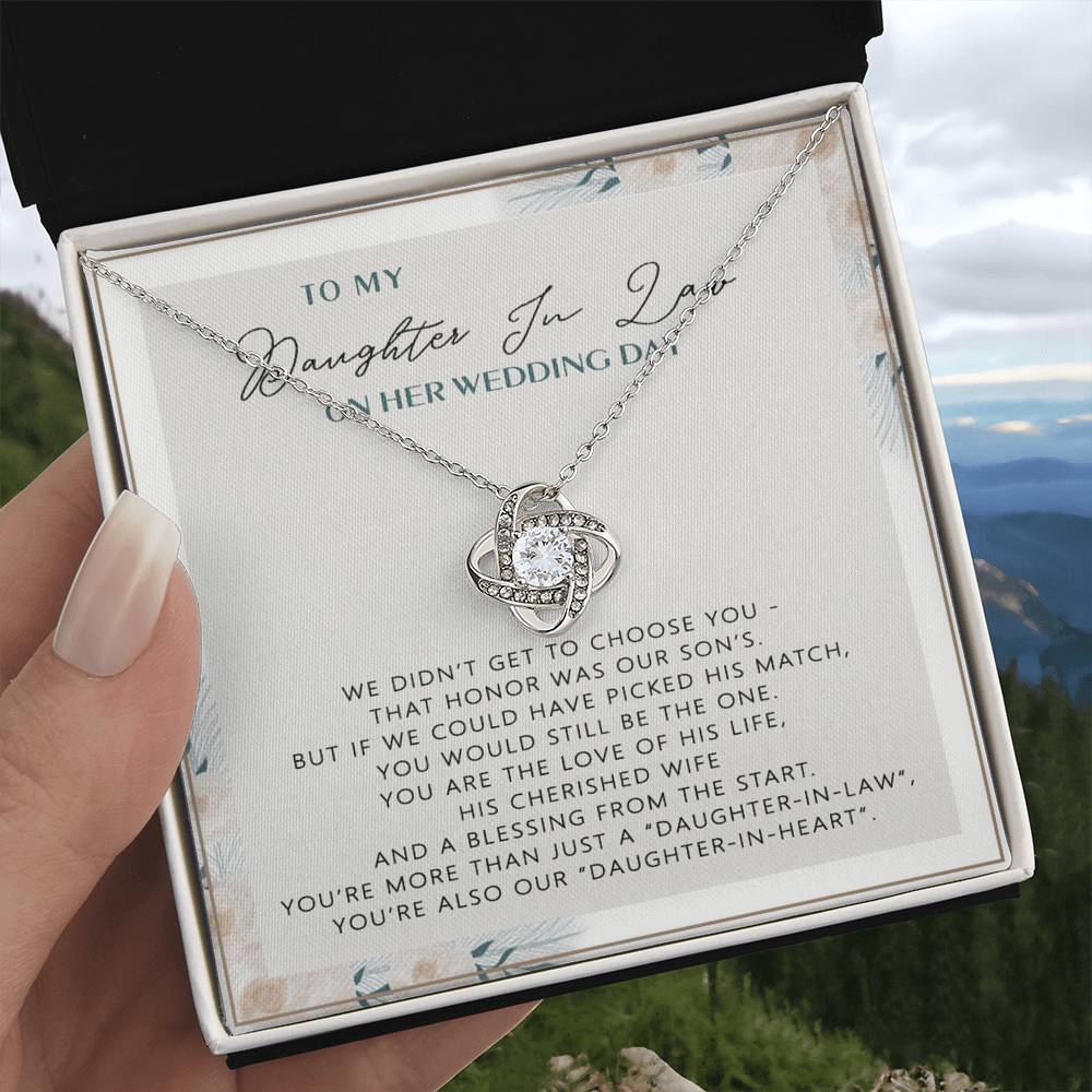 The Love Knot Necklace Daughter,  To My Daughter On Your Wedding Day Necklace From Mom, Bride Gift From Mom, Mother Of The Bride Gift To Daughter, Daughter's Wedding Day Keepsake Gift Unique Gift