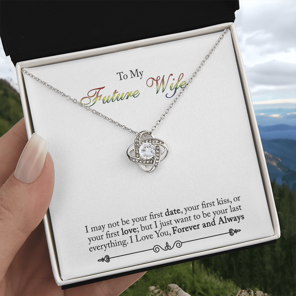 To My Future Wife Necklace Love Knot Necklace For Wife, Girlfriend With Box And Message Card, Soulmate Gifts, Necklace For Her From Boyfriend, Jewelry Gift For Bride Fiance, One Year Anniversary