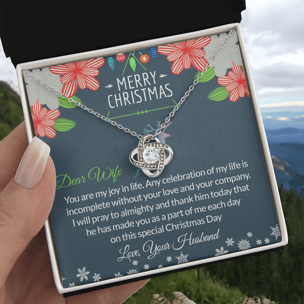 Dear Wife Gift Necklace, To My Wife Necklace From Husband, Merry Christmas Necklace Gift For Wife, Husband To Wife Love Knot Pendant, Christmas Necklace For Wife Christmas, Jewelry Gift For Women