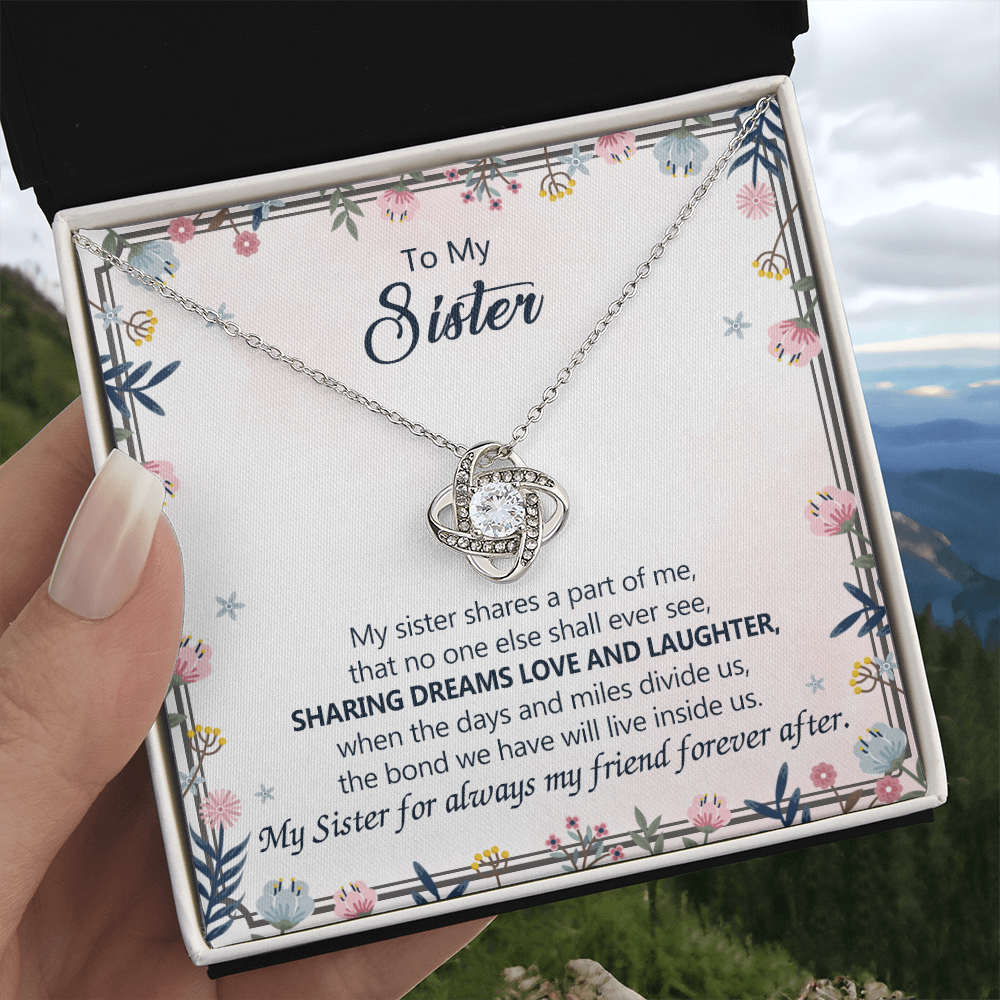 To My Sister Love Knot Necklace From Brother, Best Friend Pendant Inspirational Gift For Sister, Jewelry Gift For Girls, Women Teen Sisters Gifts Necklace, Love And Laughter Necklace For Sister