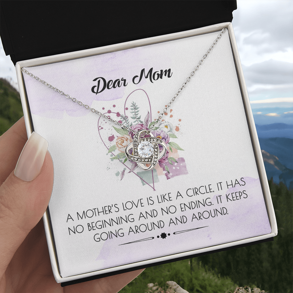 Dear Mom Gift Necklace, To My Mom Necklace, Daughter And Mother Love Knot Pendant Gift For Her, Bonus Mom Gift Necklace, Jewelry For Mom On Mothers Day, Anniversary, Birthday Gift Christmas