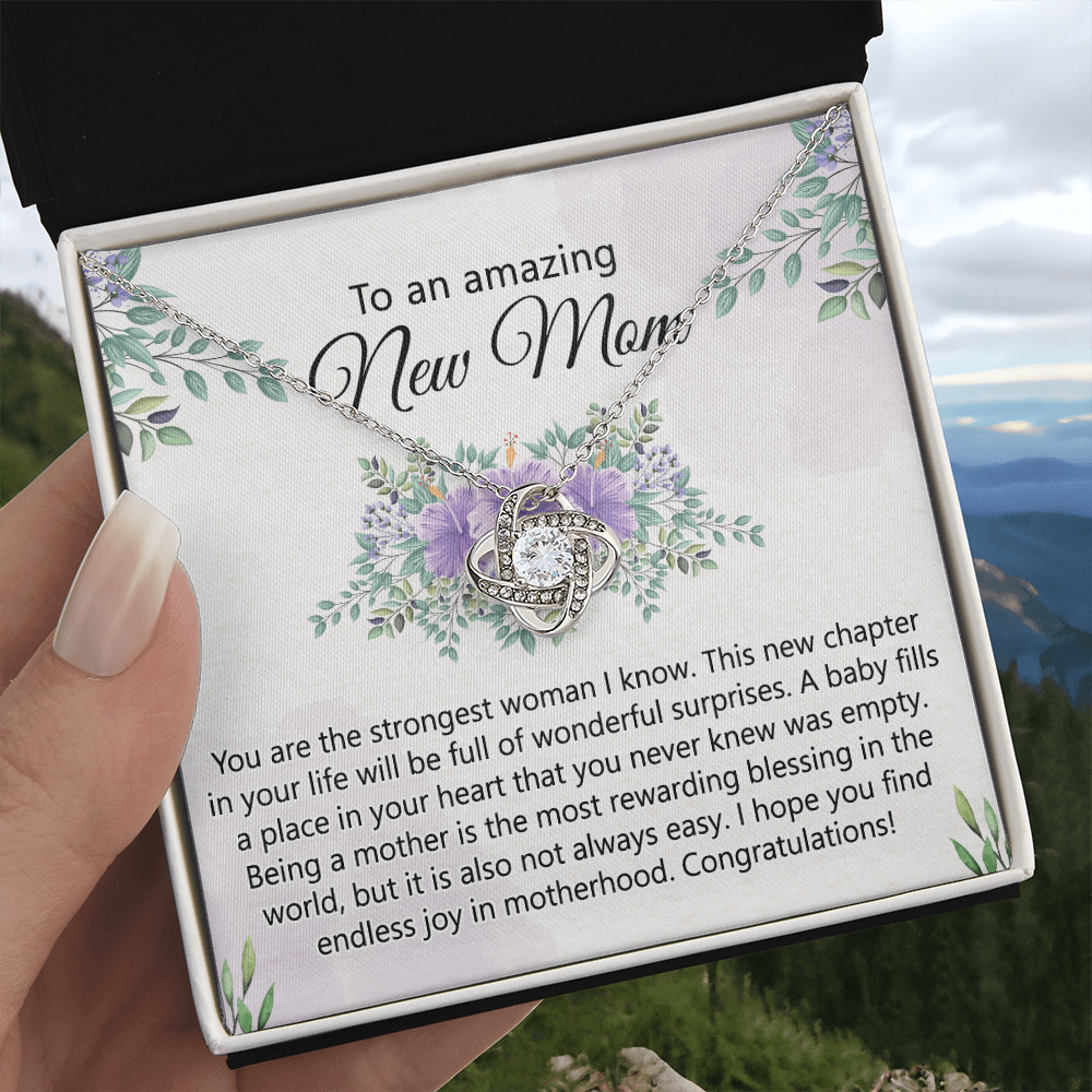 To An Amazing New Mom Necklace From Daughter, Mother's Day Necklace, First Mother's Day Jewelry Gift For Mom To Daughter Gift Mother's Day Love Knot Necklace Gift for Mom, New Mom Jewelry for Mom