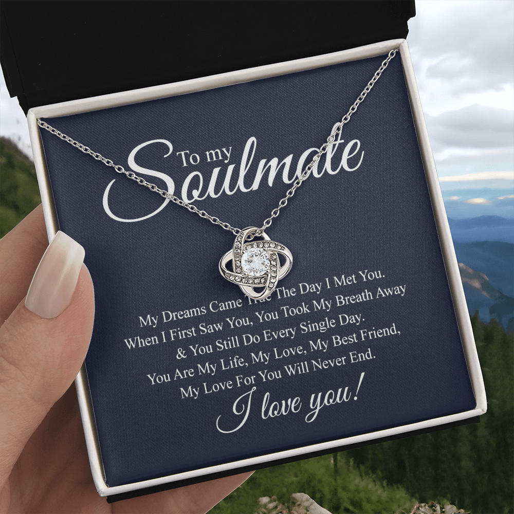 To My Soulmate Love Knot Necklace From Futture Husband To Wife Girlfriend Soulmate Gift Love Knot Pendant On Valentines Day Christmas Necklace for Her Romantic My Dreams Jewelry Gift For Women