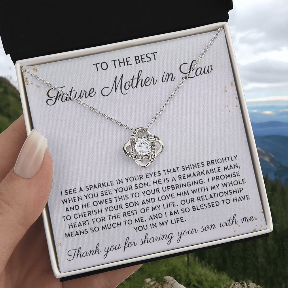 Future Mother In Law Necklace, To The Best Future Mother In Law Necklace From Son, Mother of the Groom Gift Necklace From Bride Wedding Gift Love Knot Pendants from Bride, Jewelry Gift For Women