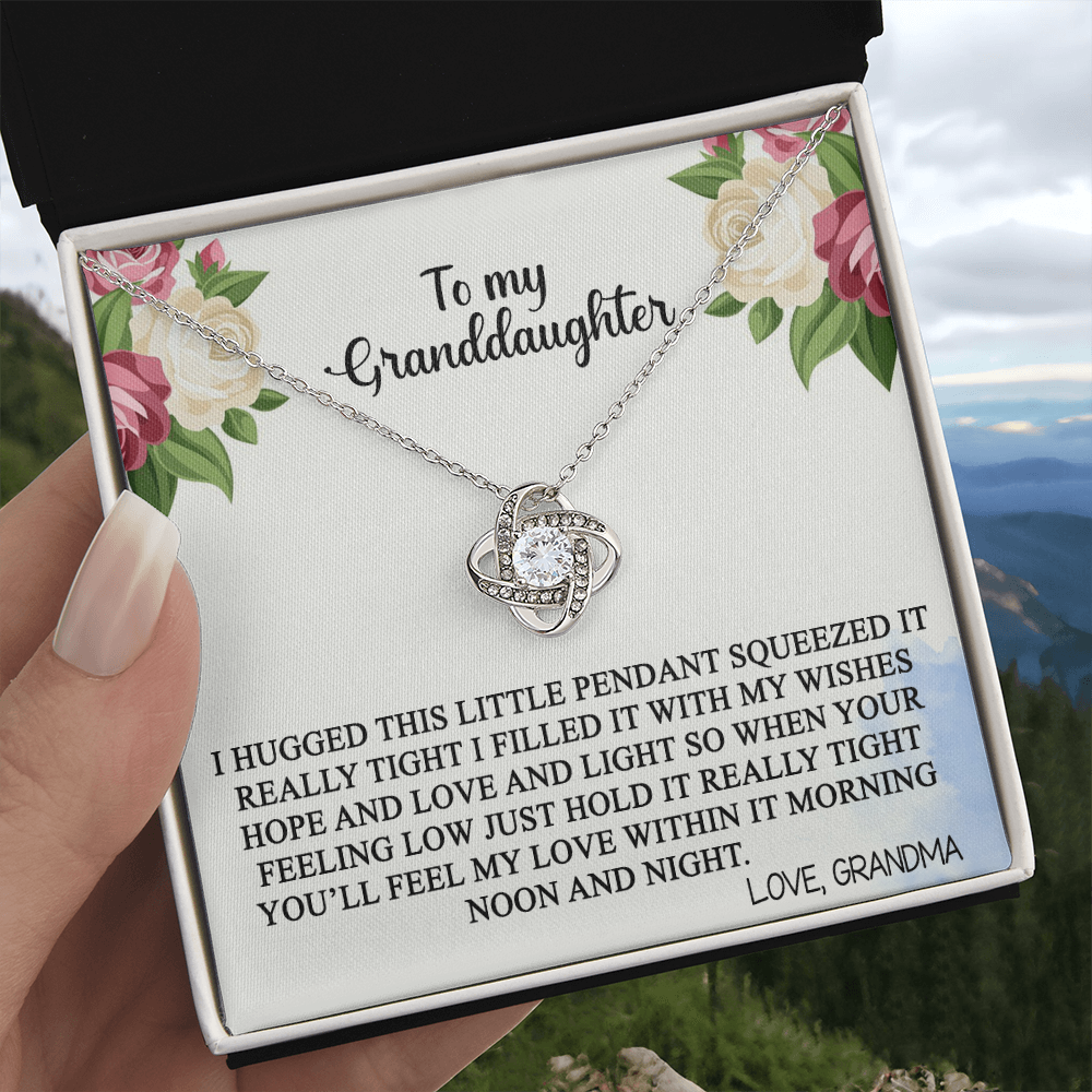 Love Knot Necklace Granddaughter Gifts From Grandma Grandpa - Granddaughter Necklace Card Message Gifts With Message Card and Gift Box On Graduation Gift Birthday Gift Christmas Inspirational Quotes